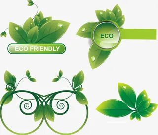 绿色环保标签免抠