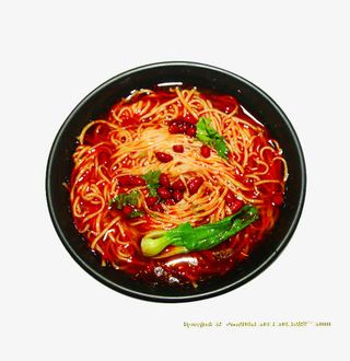 产品实物肉末红汤酸辣面免抠