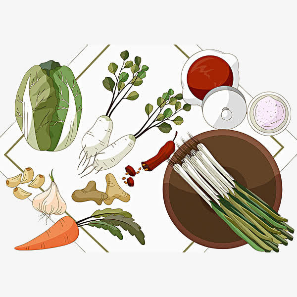 卡通手绘腌制辣白菜免抠