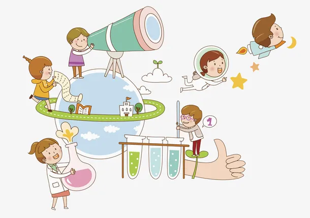 做实验的学生们免抠