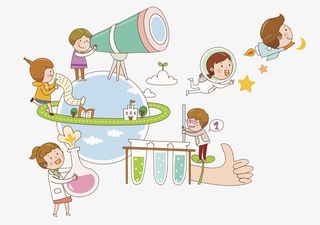 做实验的学生们免抠