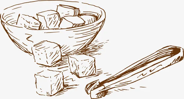 素描白色方糖免抠