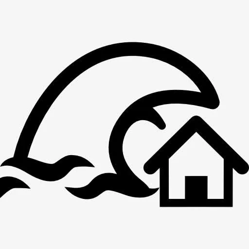 海啸保险象征一个家和一个大的海浪图标免抠