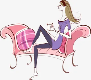 手绘插画美女免抠