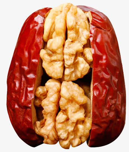 一颗红枣夹核桃免抠