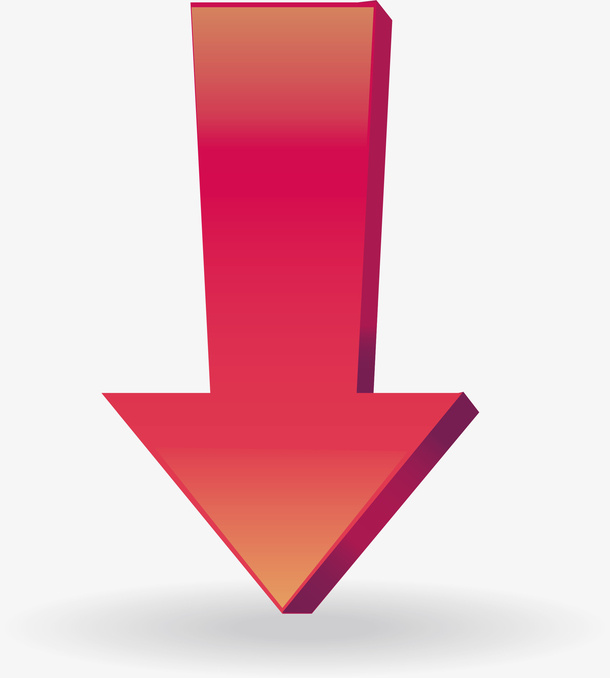 红色立体向下箭头矢量素材免抠