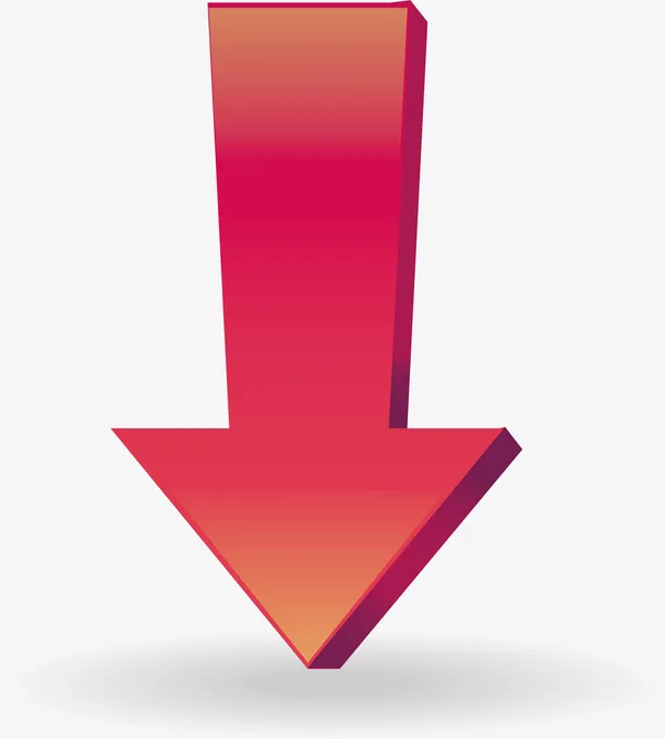 红色立体向下箭头矢量素材免抠
