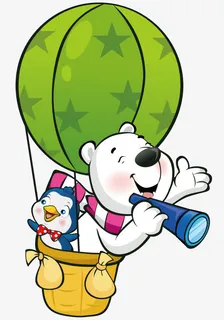 热气球上的企鹅和熊免抠