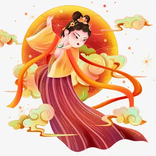 国风中秋嫦娥奔月元素免抠