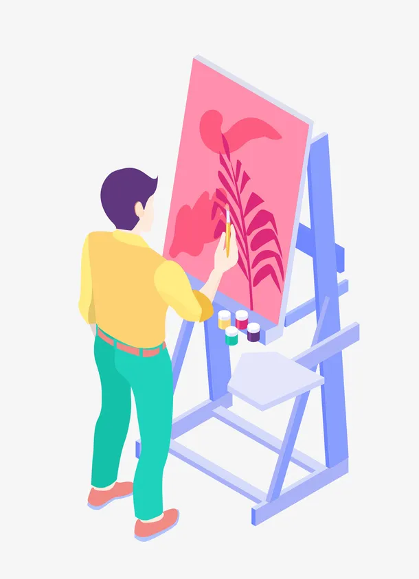 手绘2.5d画画插画免抠