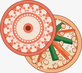橙色扁平美味煲仔饭免抠