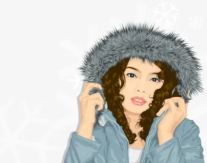 冬装毛帽子美女矢量插画免抠 冬装毛帽子美女矢量插画免抠