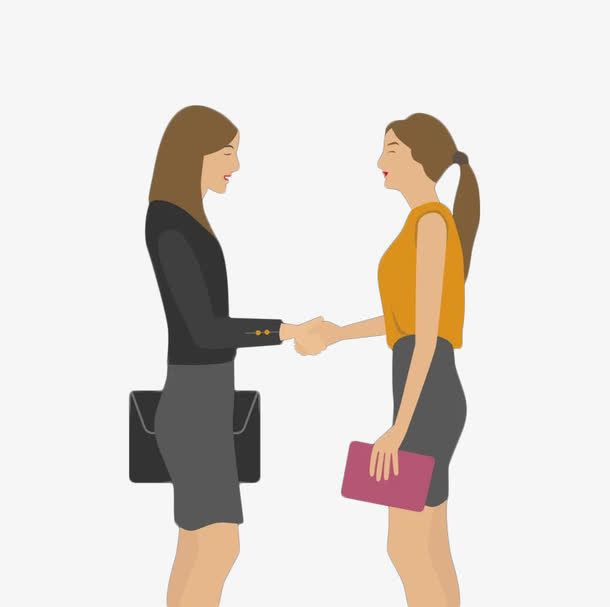 女性商务合作剪影免抠