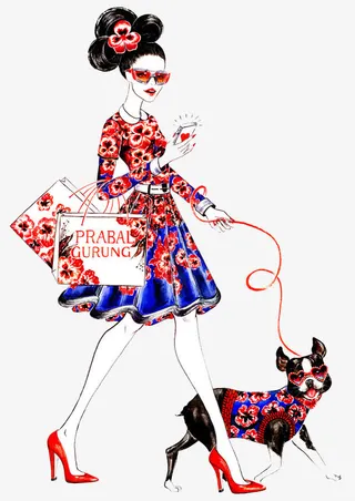 手绘逛街女免抠