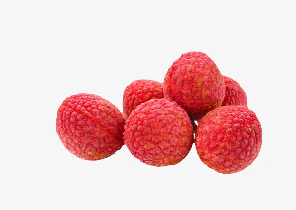 红色一堆的新鲜荔枝实物免抠
