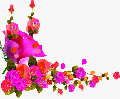 紫色手绘花朵装饰边框免抠