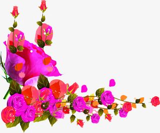 紫色手绘花朵装饰边框免抠