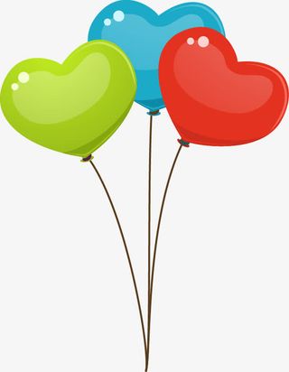 卡通彩色心型气球免抠