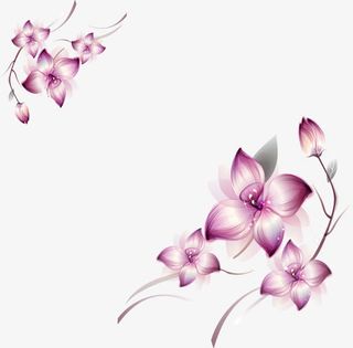 优雅紫色花朵对角花卉装饰免抠