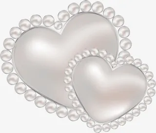 卡通手绘银色珍珠心形装扮免抠