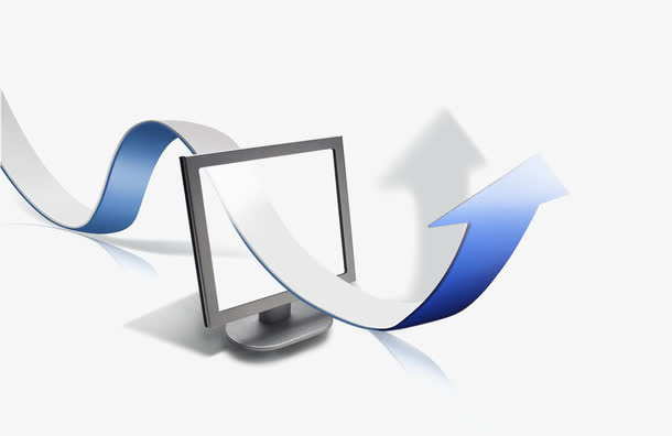 科技箭头穿越电脑框免抠