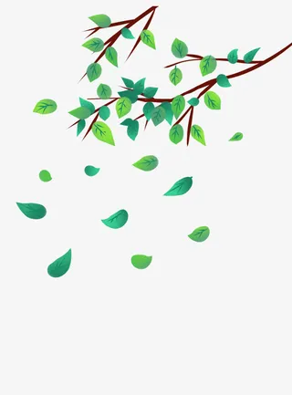 树叶树枝春天绿色免抠动植物植物元素