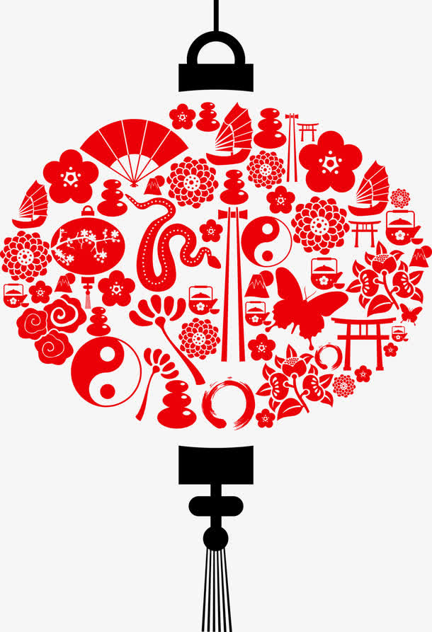 红色灯笼剪纸免抠