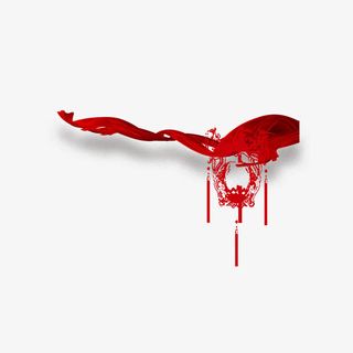 红飘带灯笼免抠漂浮彩带元素