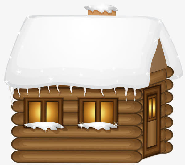 下雪天的小木屋免抠