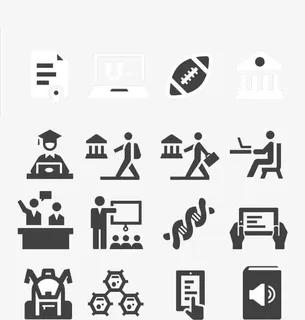 16个灰色教育元素图标矢量素材免抠