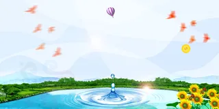 唯美海洋水滴节水公益宣传海报背景素材高清