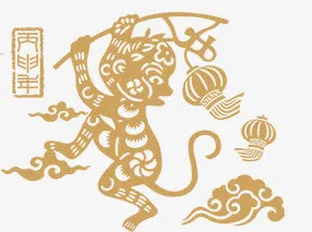 新年快乐猴子灯笼免抠