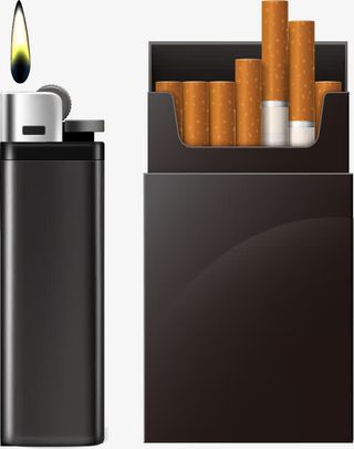 矢量黑色打火机和香烟免抠