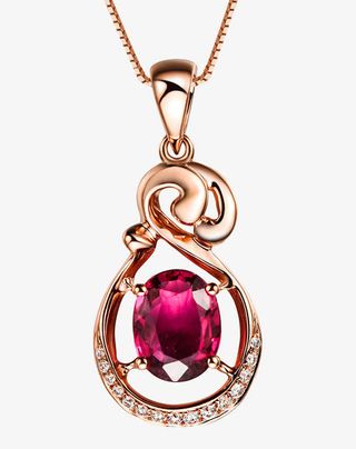 金碧玺吊坠项链免抠