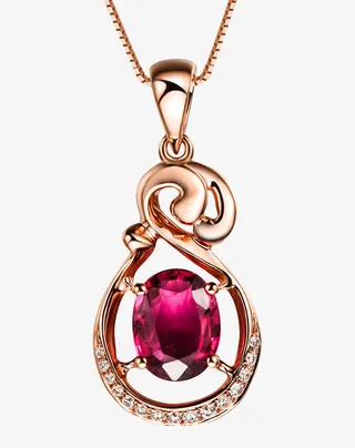 金碧玺吊坠项链免抠