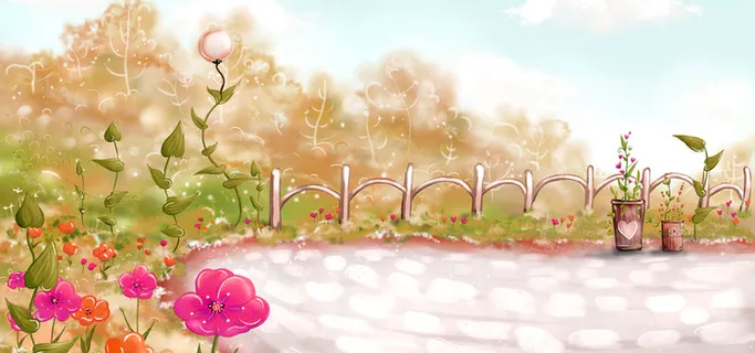 手绘公园一角背景高清