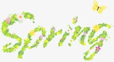 春天spring字母字体蝴蝶免抠字体元素