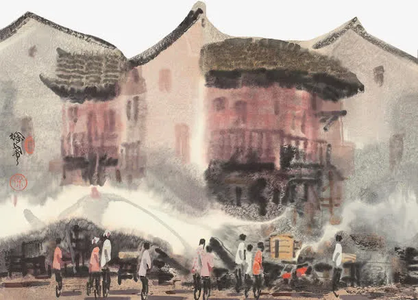 江南赶集图免抠