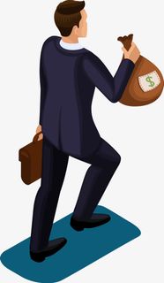 拿着钱袋子的矢量男人免抠