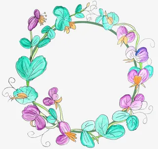 手绘豌豆花花环素材免抠