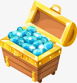 矢量手绘游戏宝藏金币宝箱免抠