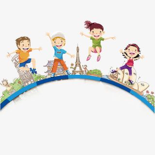 卡通可爱人物快乐环球跳起来免抠