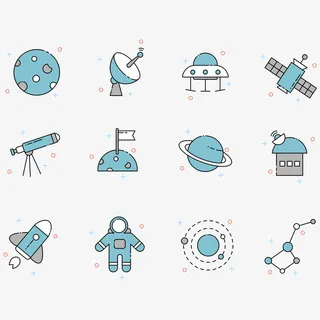 矢量航天航空宇宙图标免抠