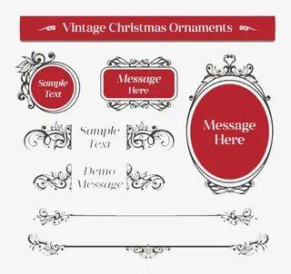 7款复古圣诞花纹装饰框矢量素材免抠