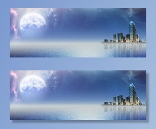 中秋月色水面城市banner背景高清另类其他背景