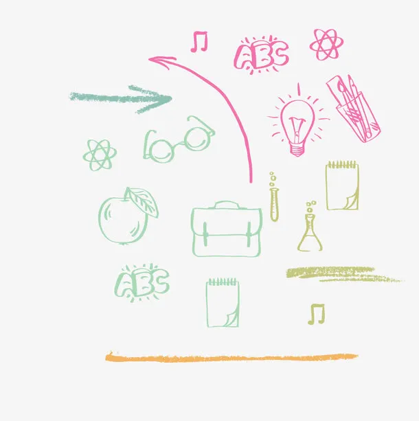 矢量粉笔笔画免抠
