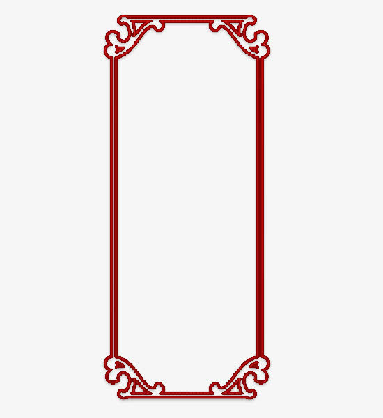 红色边角文边框免抠