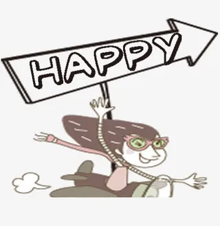 手绘女孩箭头免抠