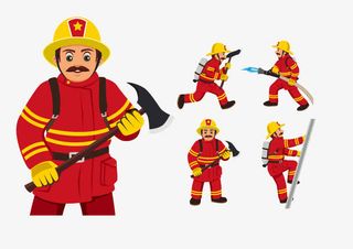 矢量消防员免抠