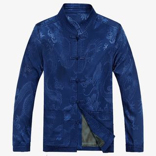 唐装男士上衣深蓝龙纹免抠
